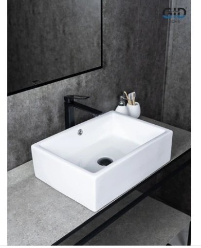 Раковина GID-ceramic N9129 накладная прямоугольная 51, керамика