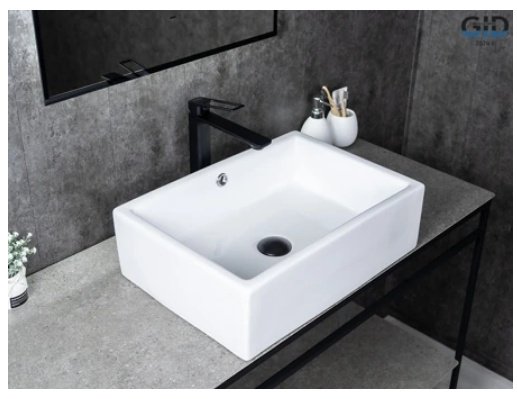 Раковина GID-ceramic N9129 накладная прямоугольная 51, керамика