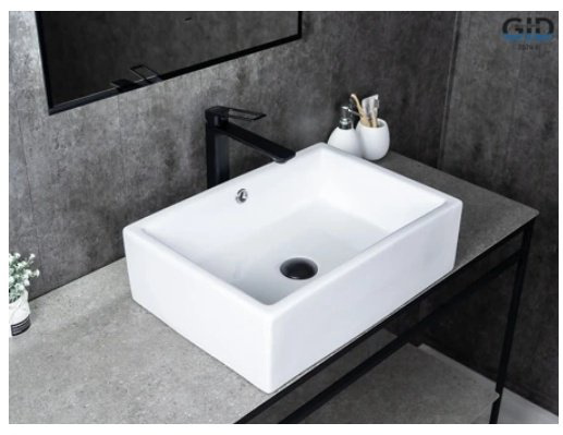 Раковина GID-ceramic N9129 накладная прямоугольная 51, керамика купить,54700
