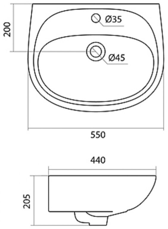 Раковина SANTEC 1WH110502 подвесная полукруглая 55 см, фаянс купить,NaN