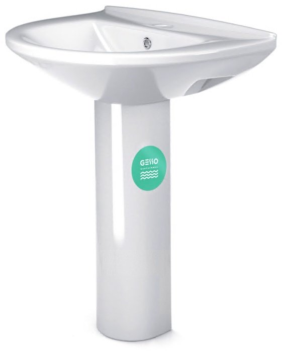 Раковина Gesso W101 Home de luxe с пьедесталом полукруглая 48, санфарфор