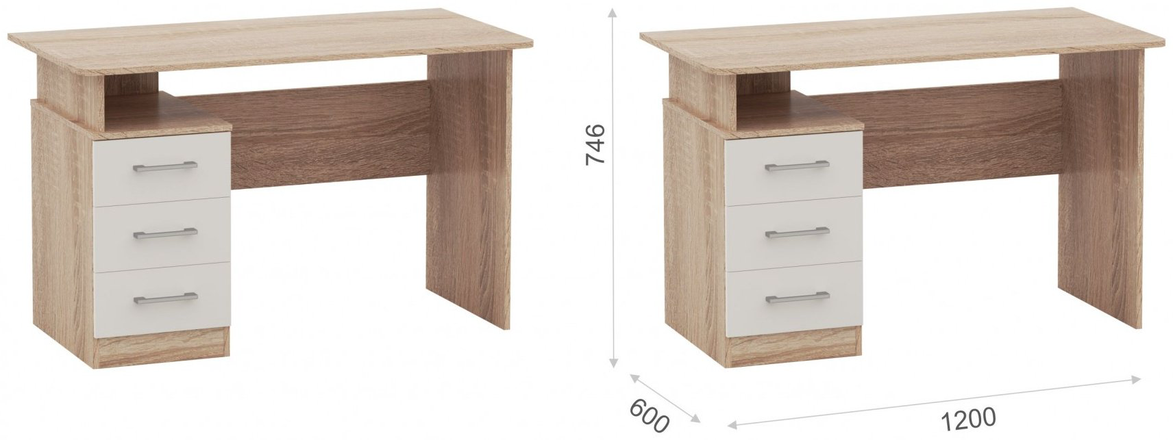 Стол письменный DOMA GARWARD, 120х60x74.6 см, белый, светло-коричневый купить,NaN