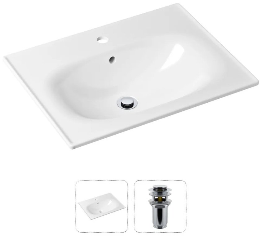 Раковина Lavinia Boho 21520868, Комплект 2 в 1 Lavinia Boho Bathroom Sink (состоит из 33312010, 182129000), цвет хром накладная прямоугольная 46, фарфор
