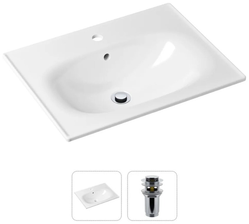 Раковина Lavinia Boho 21520868, Комплект 2 в 1 Lavinia Boho Bathroom Sink (состоит из 33312010, 182129000), цвет хром накладная прямоугольная 46, фарфор