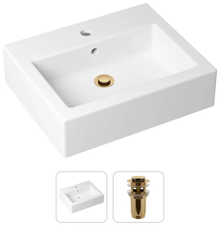 Раковина Lavinia Boho 21520912, Комплект 2 в 1 Lavinia Boho Bathroom Sink (состоит из 33311014, 182131000), цвет золото накладная прямоугольная 41, фарфор купить,NaN