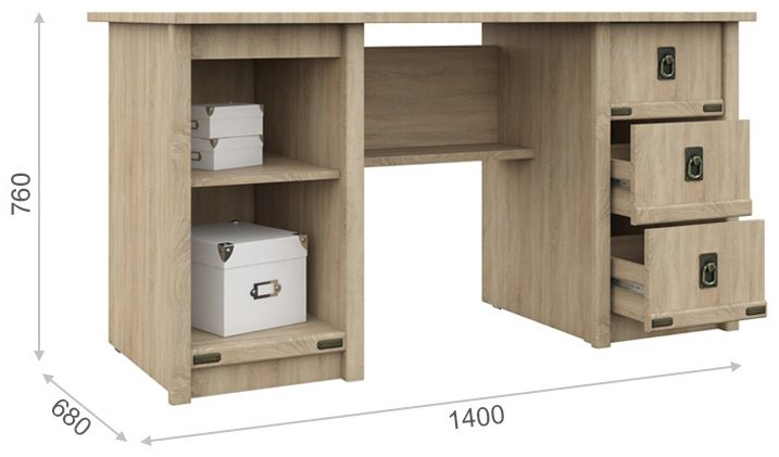 Стол письменный DOMA Valinci-140, 140х68x76 см, светло-коричневый купить,NaN
