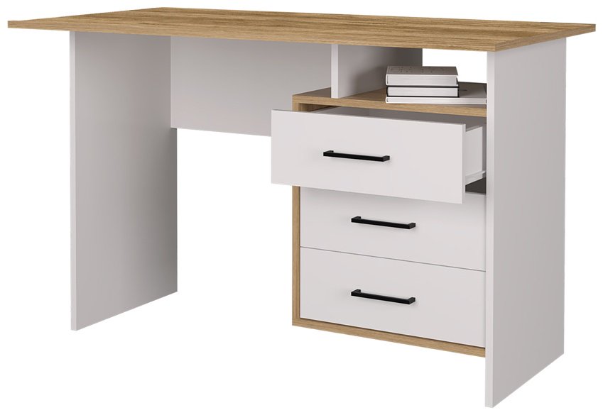 Стол компьютерный DOMA LI-120см, 120х59x75 см, белый, светло-коричневый