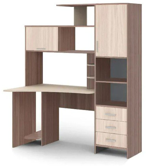 Стол компьютерный с надстройкой DOMA №6, 150х81x182 см, бежевый, светло-коричневый