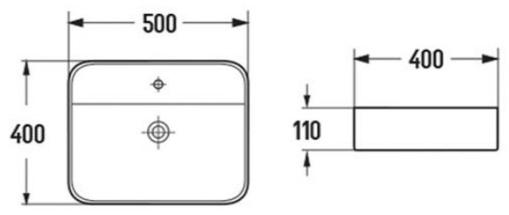 Раковина Comforty 78574-50 накладная прямоугольная 50, санфарфор