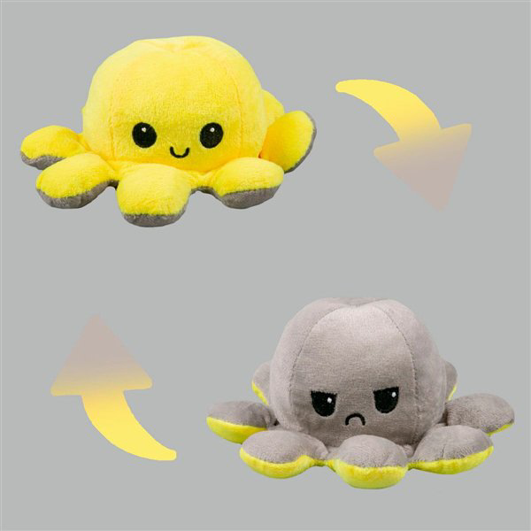 Мягкая игрушка Octopus Осьминог-перевертыш 10см серая-жёлтая   купить,NaN