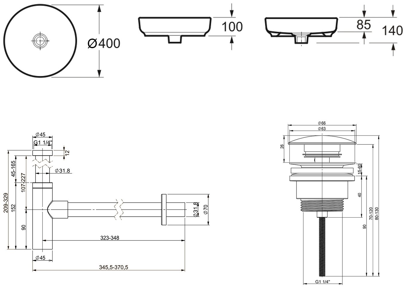 Раковина Lavinia Boho Bathroom Sink 21520198 накладная круглая 40, фарфор купить,NaN