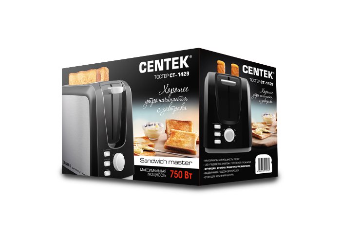 Тостер Centek CT-1429 черный - ForteMarket Тостер Centek CT-1429 черный купить,0