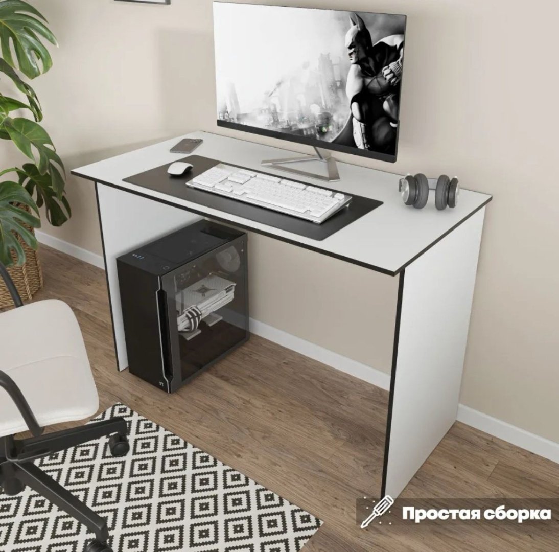 Стол компьютерный DOMA SANF, 108х55x75 см, черный, белый купить,NaN