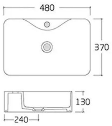 Раковина Comforty PZ-6068 накладная прямоугольная 48, санфарфор