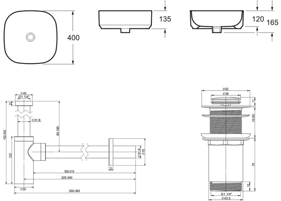 Раковина Lavinia Boho Bathroom Sink 21520221 накладная квадратная 40, санфарфор купить,127260