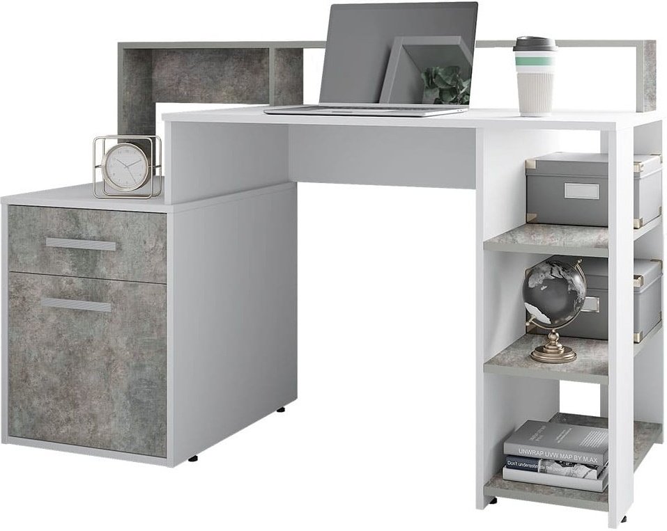 Стол компьютерный DOMA LIF-LOFT, 138.4х53.8x90.4 см, белый, серый