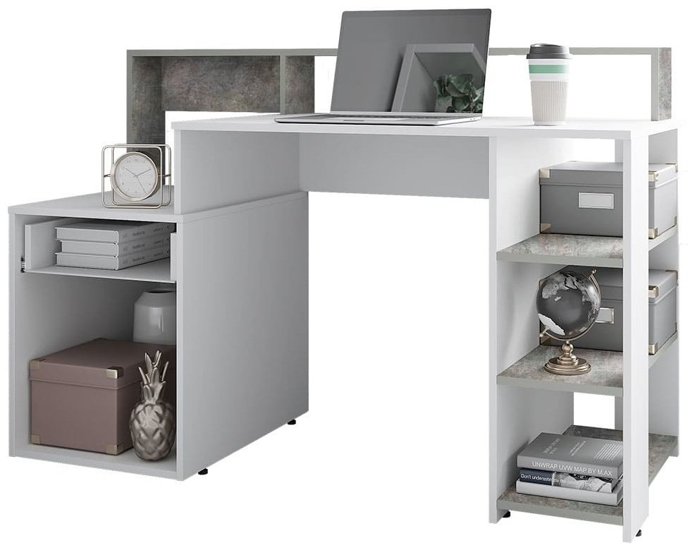Стол компьютерный DOMA LIF-LOFT, 138.4х53.8x90.4 см, белый, серый