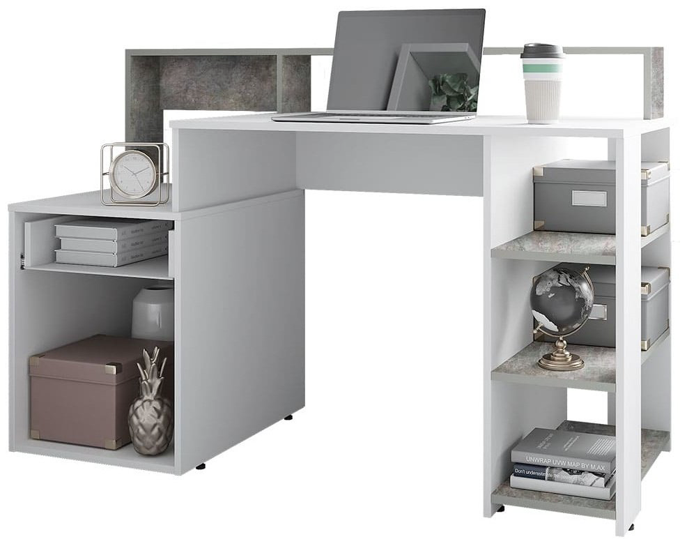 Стол компьютерный DOMA LIF-LOFT, 138.4х53.8x90.4 см, белый, серый купить,NaN