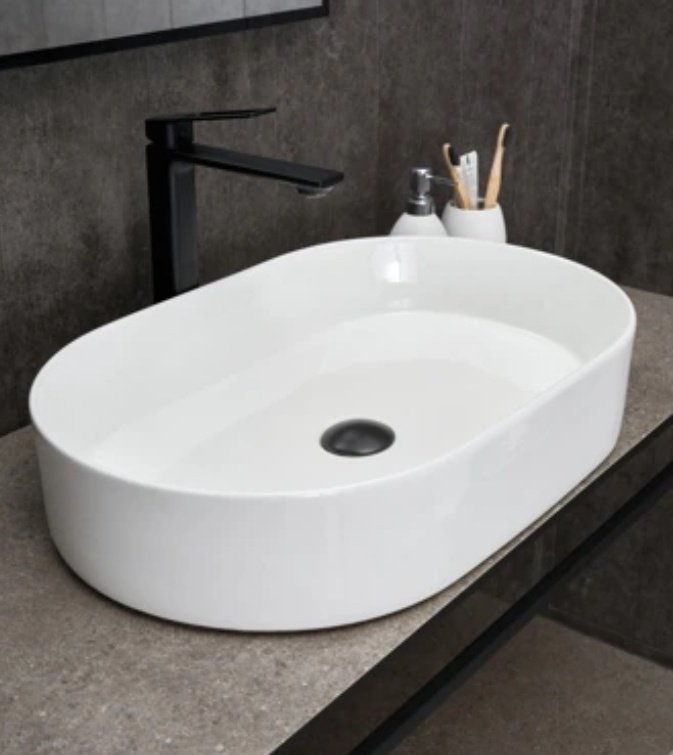 Раковина GID-ceramic D1479 накладная овальная 61, керамика
