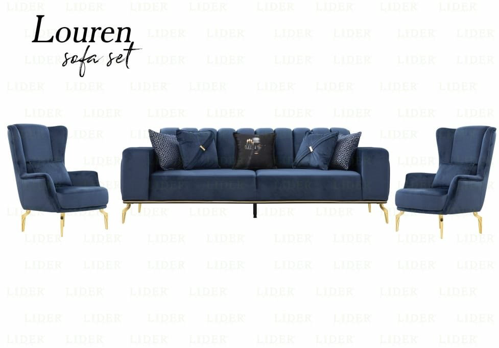 Комплект мягкой мебели Lider Louren 617513721 синий купить,NaN