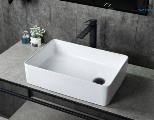 Раковина GID-ceramic N1205 накладная прямоугольная 50.5, керамика