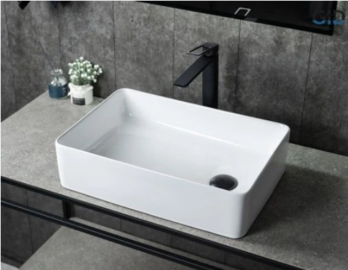 Раковина GID-ceramic N1205 накладная прямоугольная 50.5, керамика
