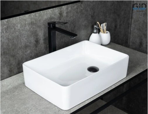 Раковина GID-ceramic N1205 накладная прямоугольная 50.5, керамика