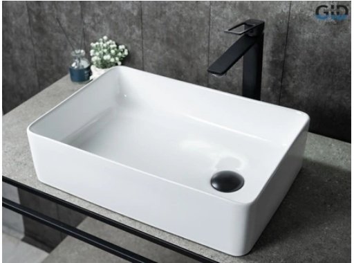 Раковина GID-ceramic N1205 накладная прямоугольная 50.5, керамика