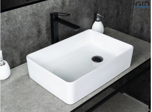 Раковина GID-ceramic N1205 накладная прямоугольная 50.5, керамика