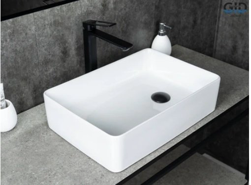 Раковина GID-ceramic N1205 накладная прямоугольная 50.5, керамика купить,154523