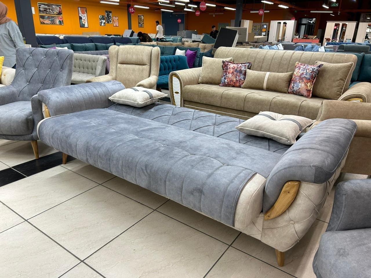 Комплект мягкой мебели DOMA KR-390 серый/бежевый купить,NaN