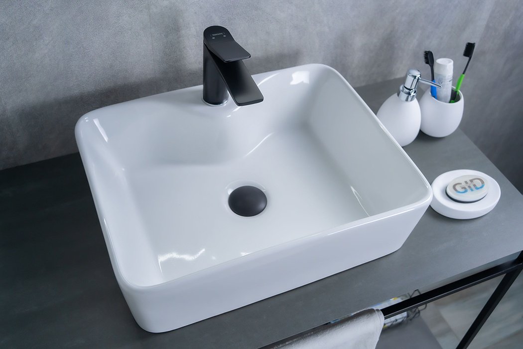 Раковина GID-ceramic N9091 накладная прямоугольная 37, керамика