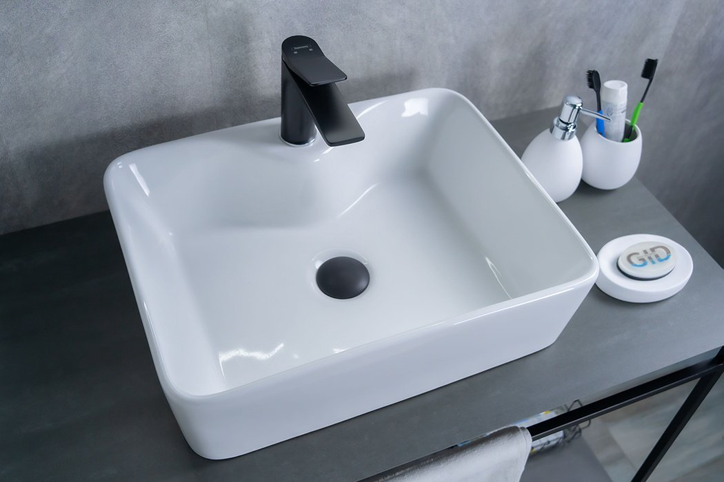 Раковина GID-ceramic N9091 накладная прямоугольная 37, керамика купить,54426