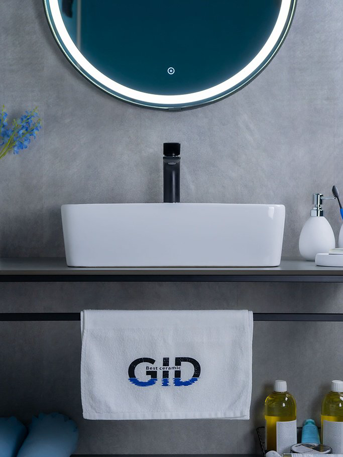 Раковина GID-ceramic N9091 накладная прямоугольная 37, керамика купить,54426