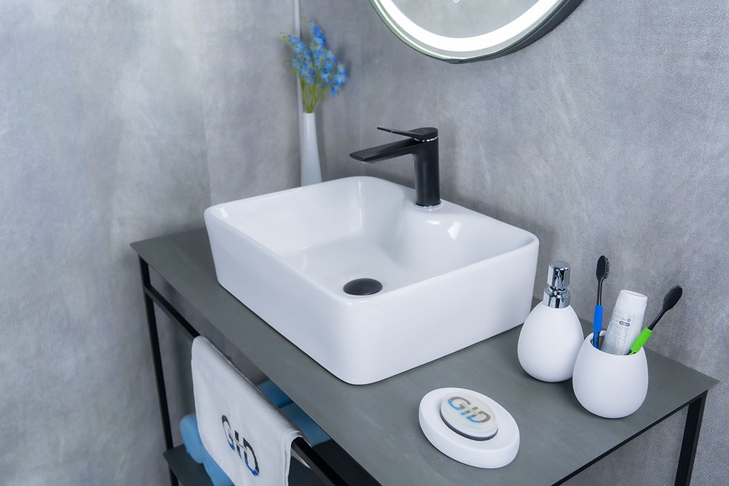 Раковина GID-ceramic N9091 накладная прямоугольная 37, керамика