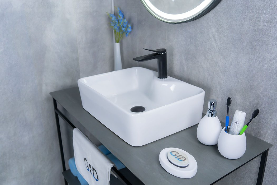 Раковина GID-ceramic N9091 накладная прямоугольная 37, керамика купить,54426