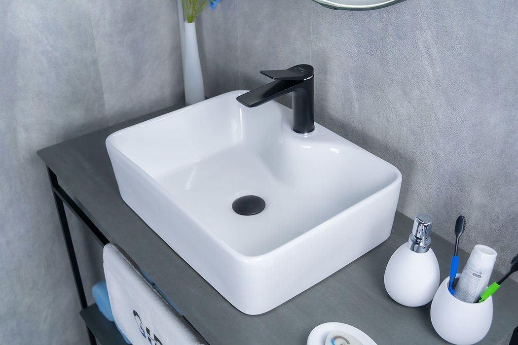 Раковина GID-ceramic N9091 накладная прямоугольная 37, керамика