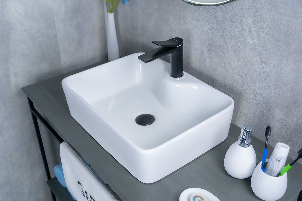 Раковина GID-ceramic N9091 накладная прямоугольная 37, керамика купить,54426