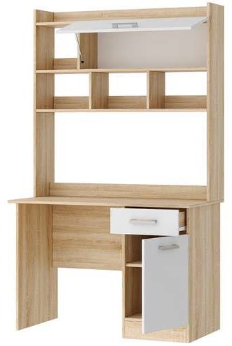 Стол компьютерный с надстройкой DOMA PKS-2, 111х57x188 см, белый, светло-коричневый купить,NaN
