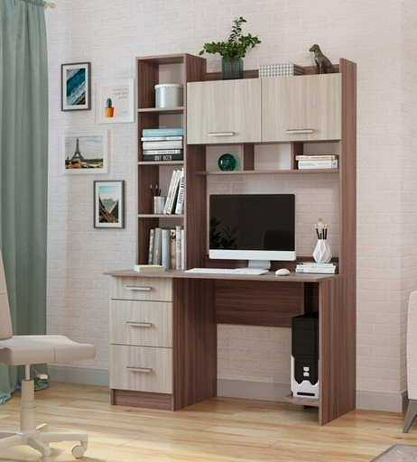 Стол компьютерный с надстройкой DOMA PKS-5, 125х60x196.8 см, бежевый, светло-коричневый