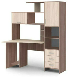 Стол компьютерный с надстройкой DOMA №6, 150х81x182 см, бежевый, светло-коричневый