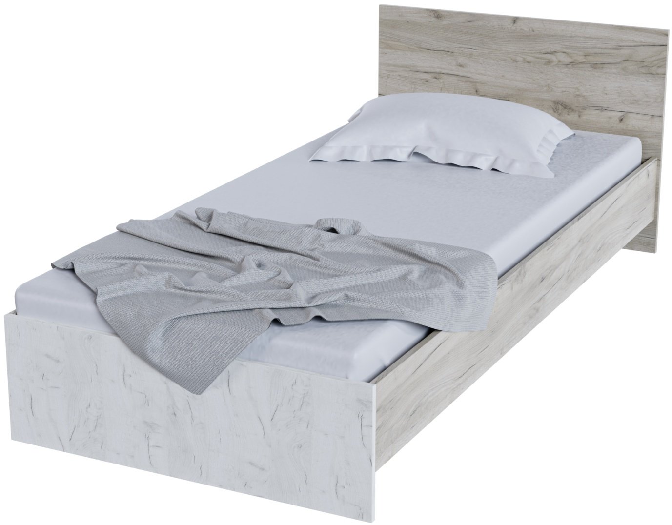 Кровать Doma Bassa 90x200см с матрасом бело-серая купить,NaN