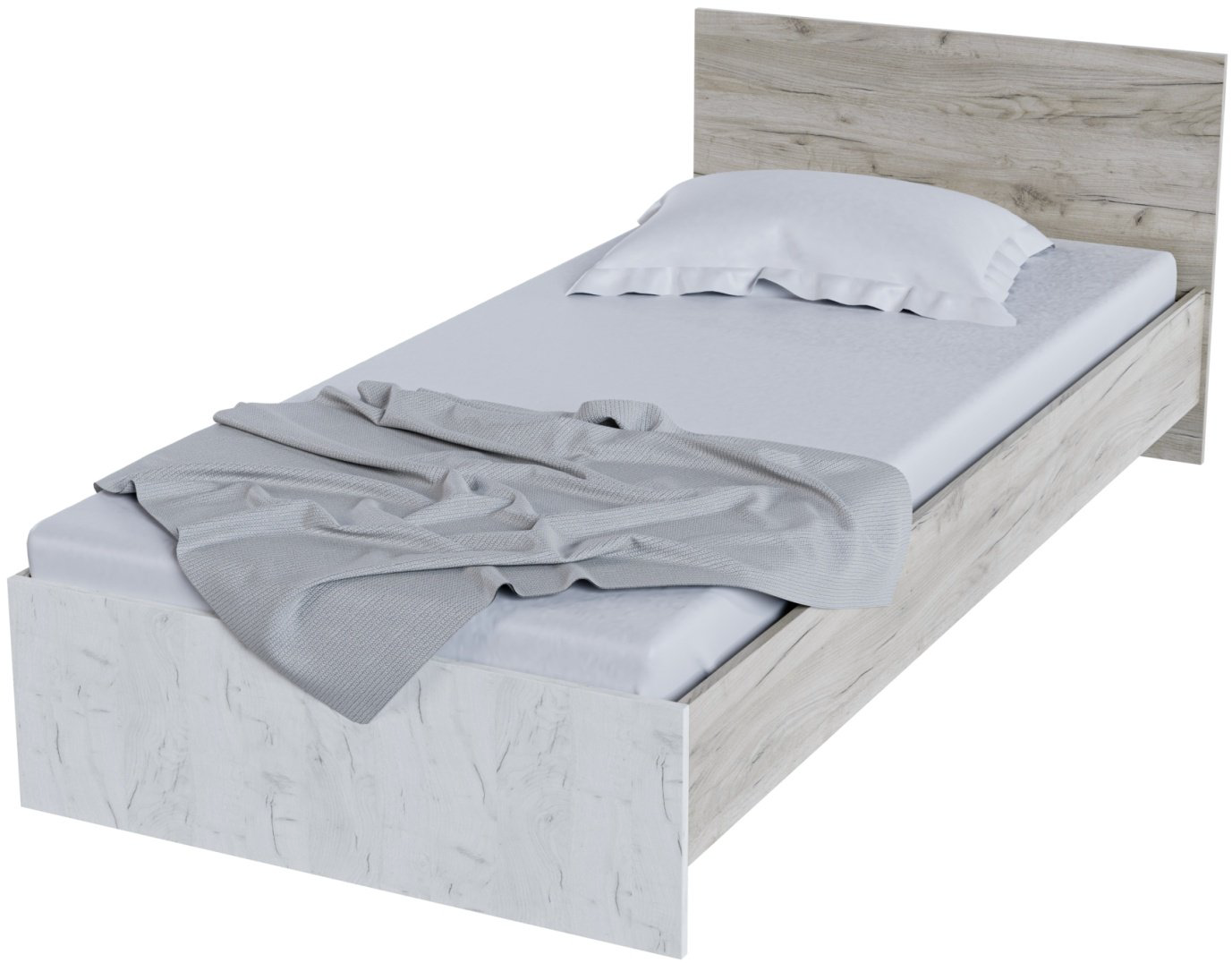 Кровать Doma Bassa 90x200см с матрасом бело-серая купить,NaN