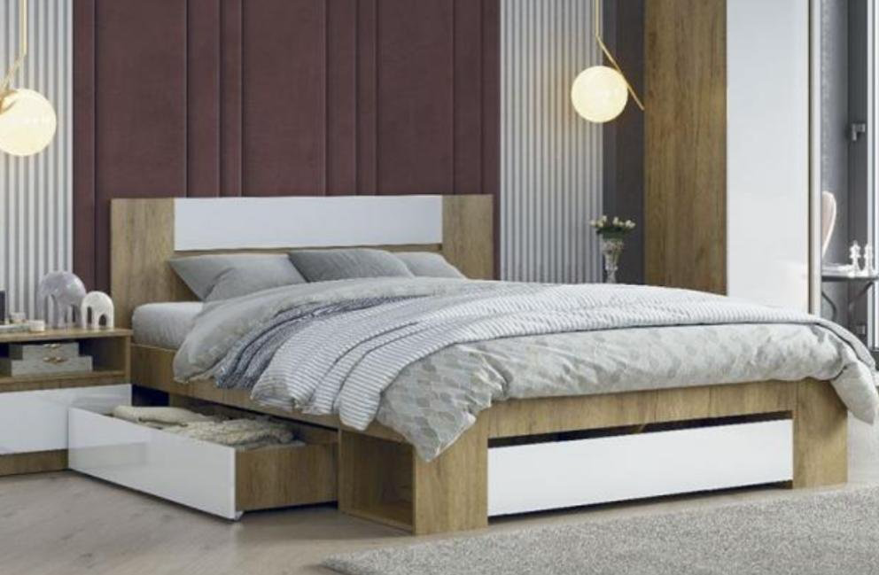Кровать Doma LA-160x200 160x200см с матрасом бело-коричневая купить,NaN