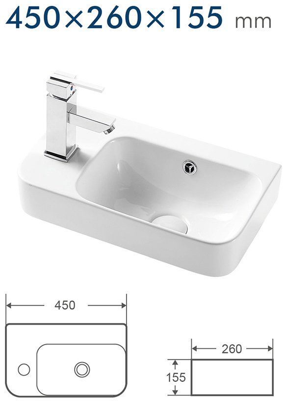 Раковина Calypso CS5117-L накладная прямоугольная 26, фарфор купить,NaN