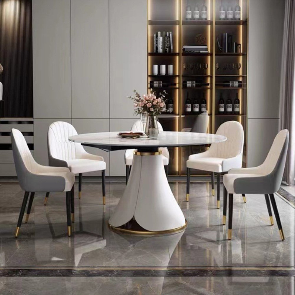Комплект Home Collection Elegance, стол 130х80 см + 6 стульев, белый купить,NaN