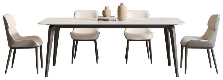 Комплект Home Collection Family Time, стол 160х90 см + 6 стульев, белый, серый купить,NaN