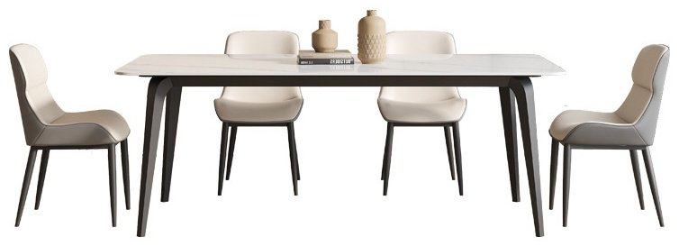Комплект Home Collection Family Time, стол 160х90 см + 6 стульев, белый, серый купить,NaN
