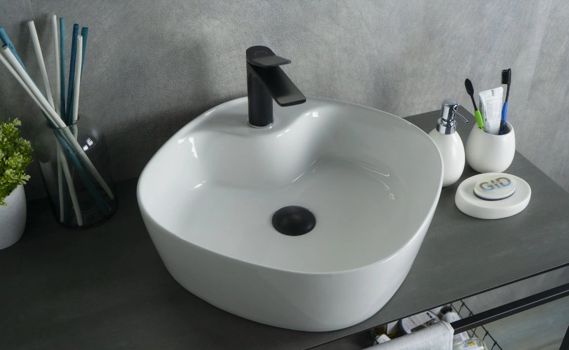 Раковина GID-ceramic N9442 накладная квадратная 44, керамика