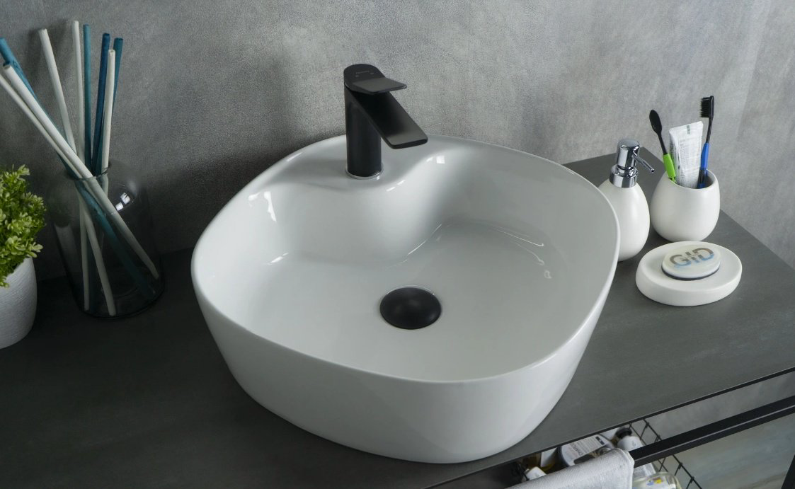 Раковина GID-ceramic N9442 накладная квадратная 44, керамика купить,63879